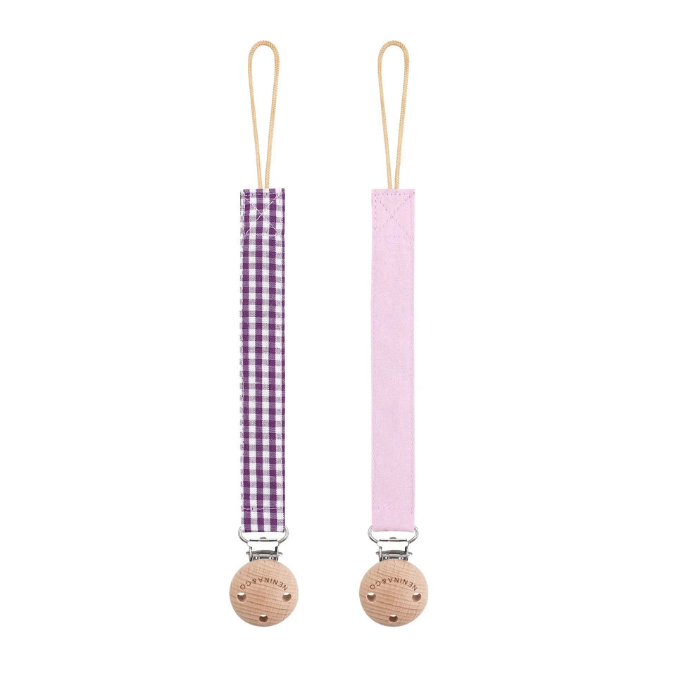 Chupetero Pack x 2 DIAMOND Lila + Lila vichy By Nenina & Co