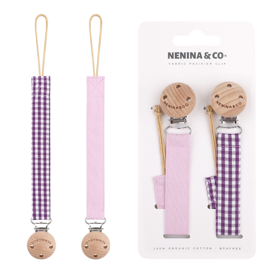 Chupetero Pack x 2 DIAMOND Lila + Lila vichy By Nenina & Co