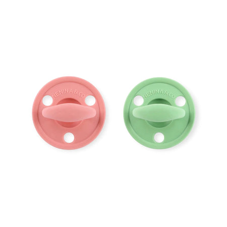Kit 2 Chupetes Clásicos para Bebé Rosa y Oliva | Silicona Orgánica Nenina & Co