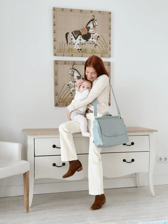 Bolso Maternal MIREM By Nenina & Co Dusty Blue + Cambiador