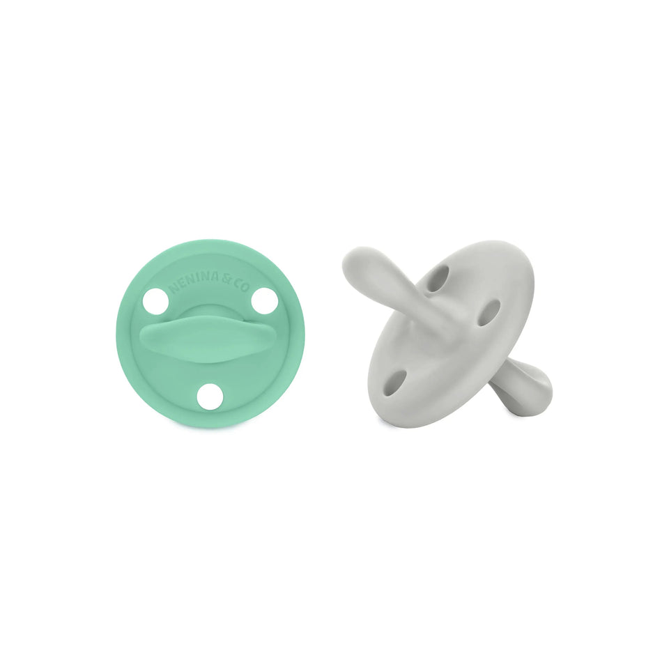 Chupete DIAMOND By Nenina & Co Mint y Gris | Silicona Orgánica para Bebé +12 Meses
