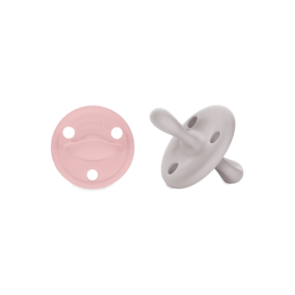 Chupete DIAMOND By Nenina & Co Rosa Pálido y Gris | Silicona Orgánica para Bebé +12 Meses