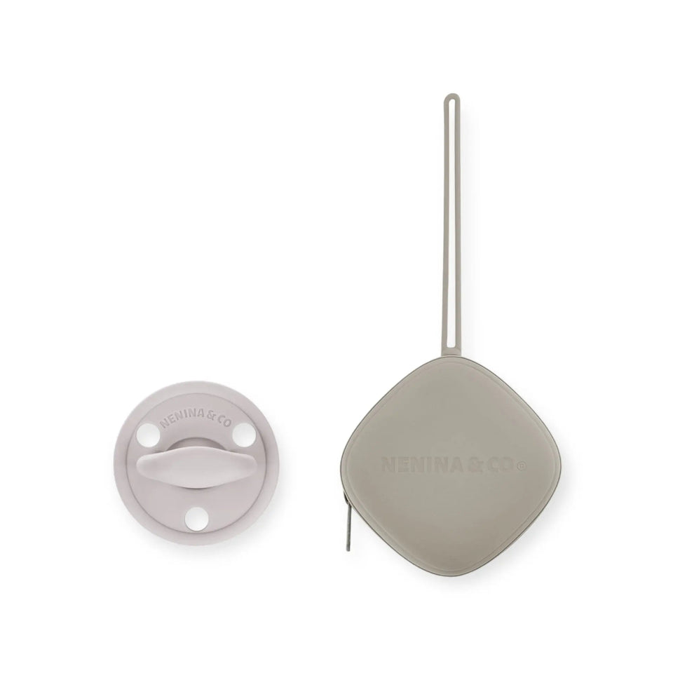 Chupete DIAMOND + Guardachupete DIAMOND Dusty Grey Nenina & Co