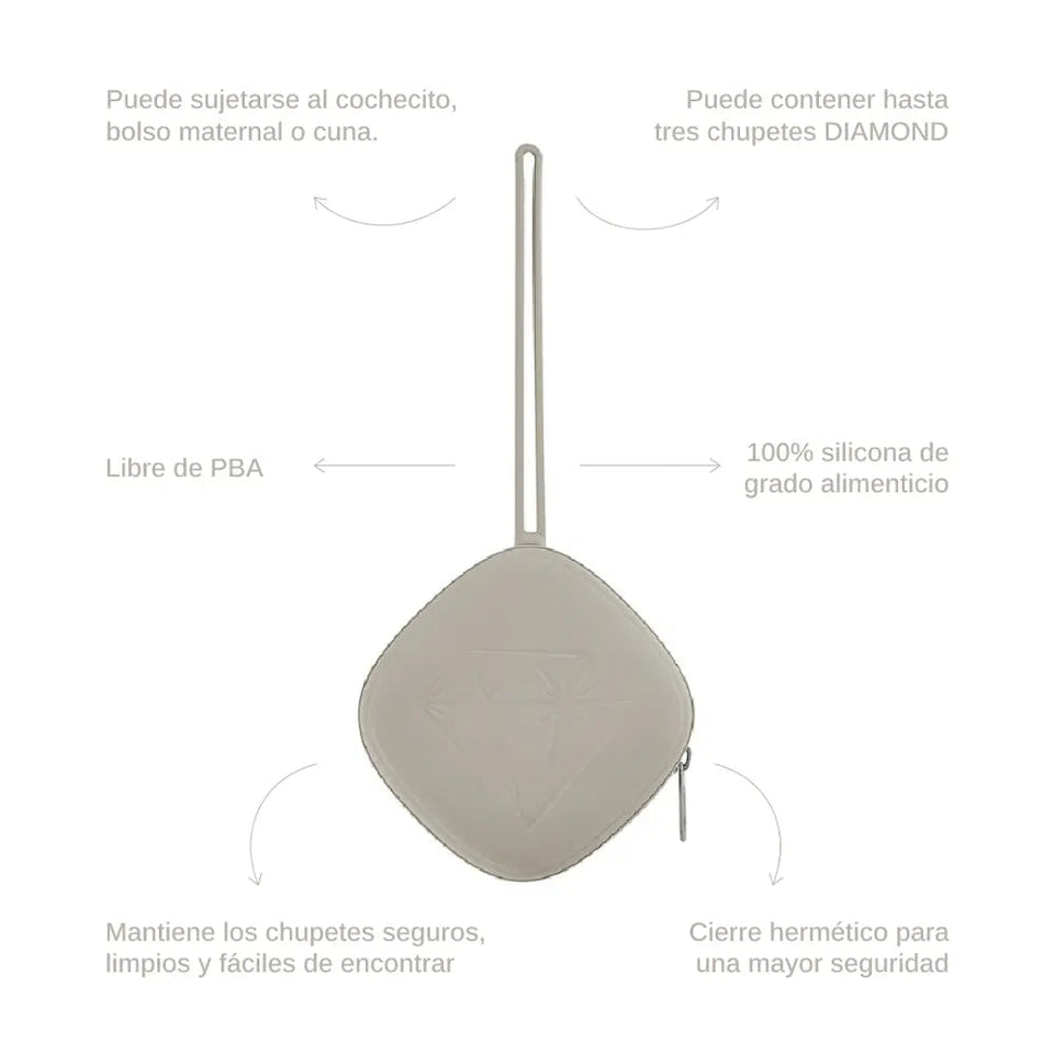 Chupete DIAMOND + Guardachupete DIAMOND Dusty Grey Nenina & Co