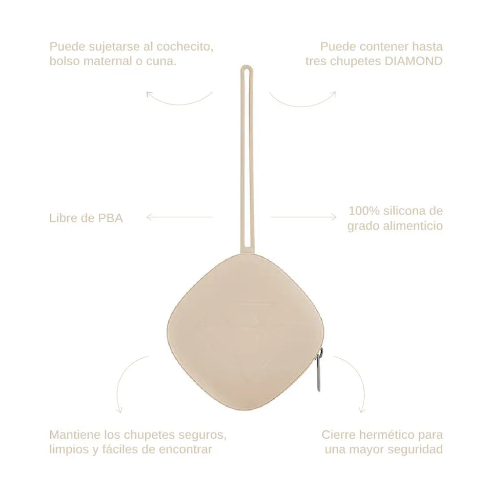 Chupete DIAMOND + Guardachupete DIAMOND Dusty beige Nenina & Co