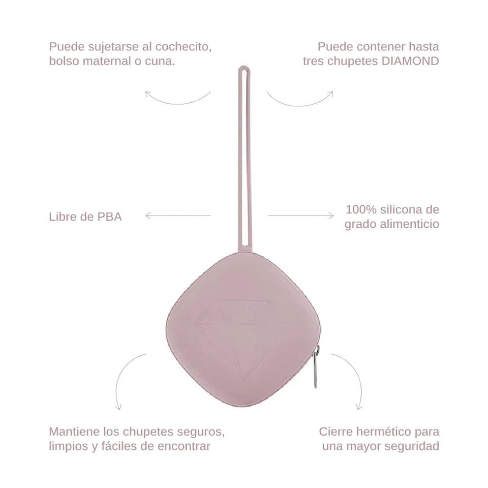 Chupete DIAMOND + Guardachupete DIAMOND Dusty pink Nenina & Co