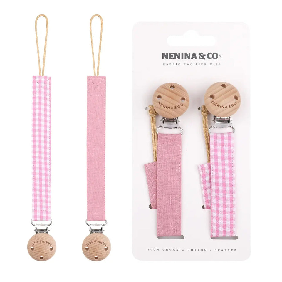 Chupetero Pack x 2 DIAMOND Rosa pálido + Chicle vichy By Nenina & Co