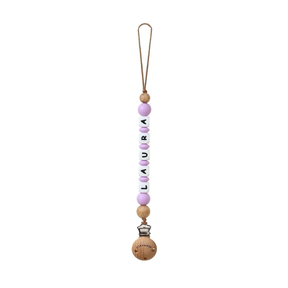 Chupetero Personalizado Malva con Nombre en Silicona Orgánica | Nenina & Co.