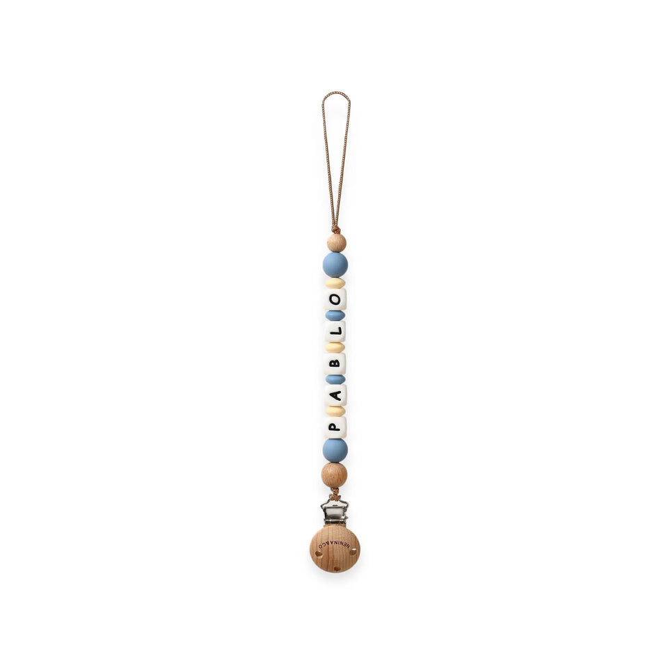 Chupetero Personalizado Blue con Nombre en Silicona Orgánica | Nenina & Co.