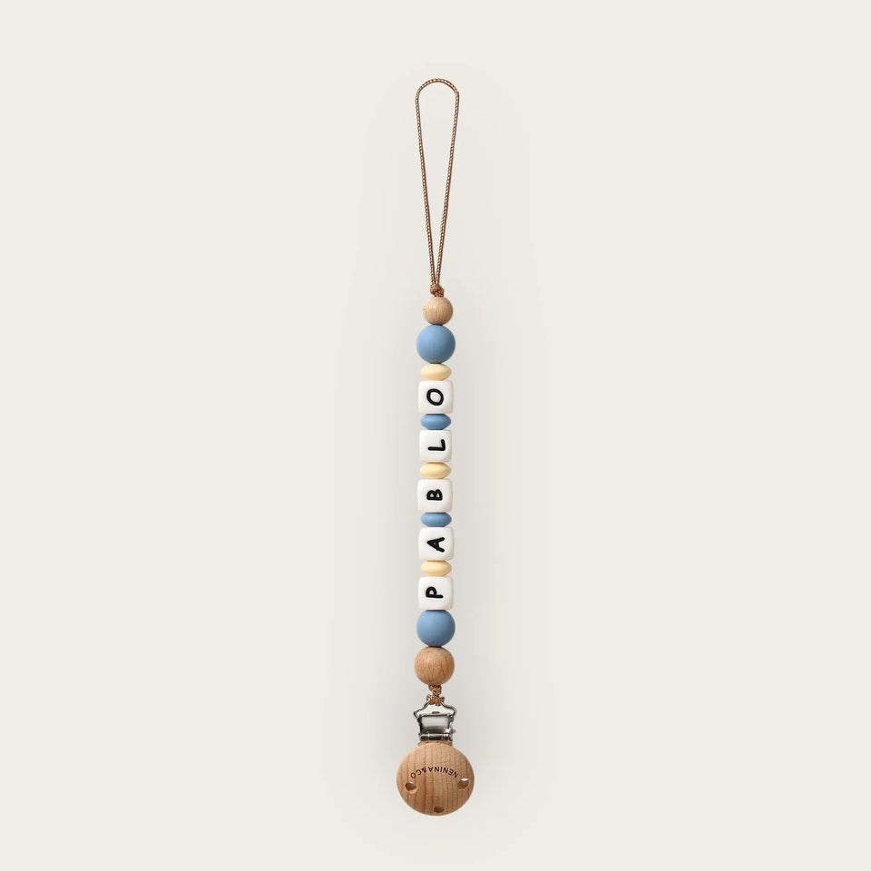 Chupetero Personalizado Blue con Nombre en Silicona Orgánica | Nenina & Co.