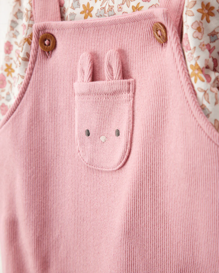 Conjunto dos piezas algodón peto y camiseta diseño conejita