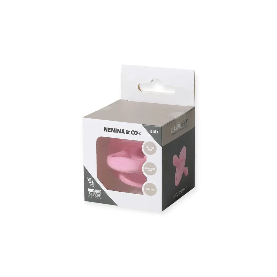 Kit 2 Chupetes Clásicos para Bebé Rosa Chicle y Rosa | Silicona Orgánica Nenina & Co