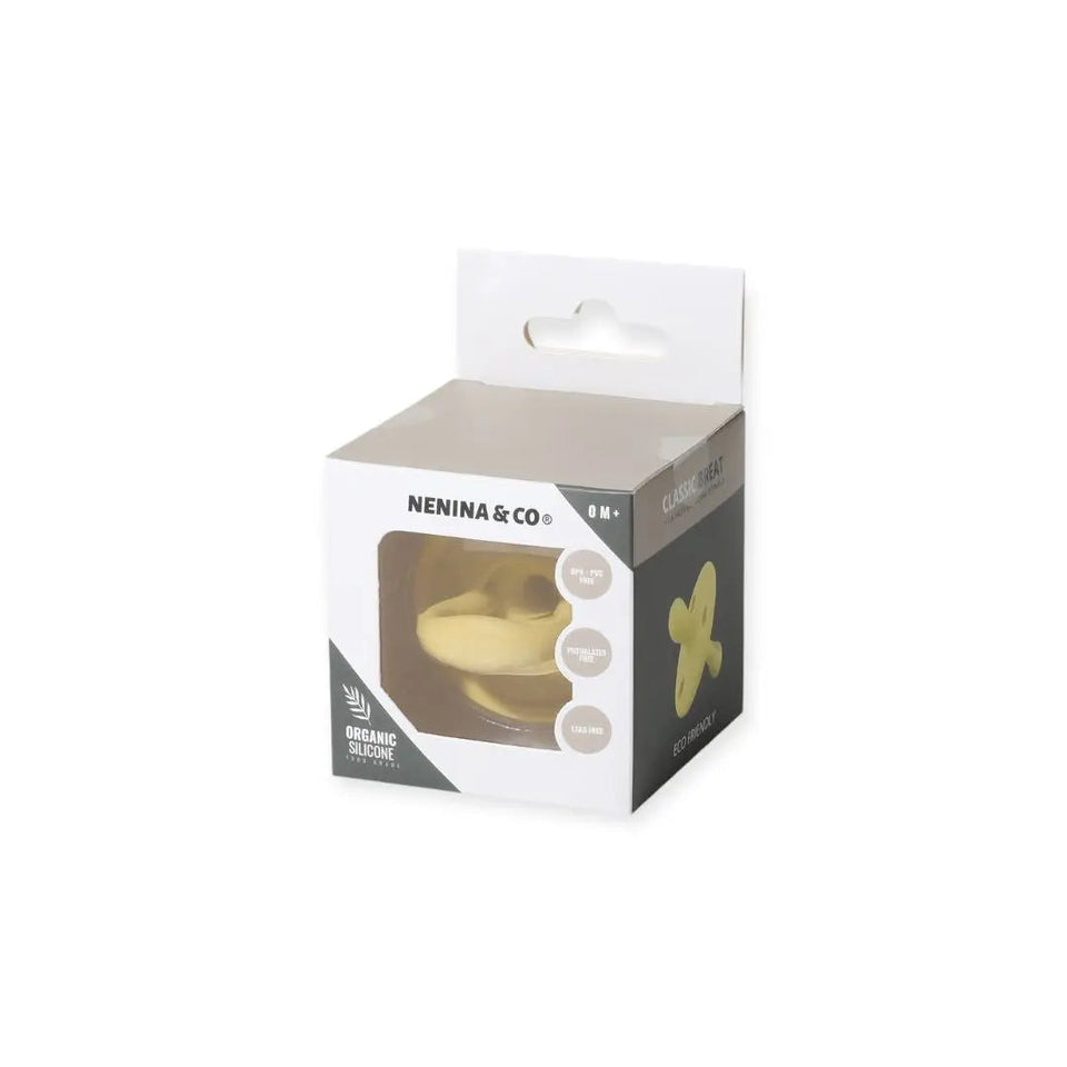 Kit 2 Chupetes Clásicos para Bebé Rosa Chicle y Amarillo | Silicona Orgánica Nenina & Co