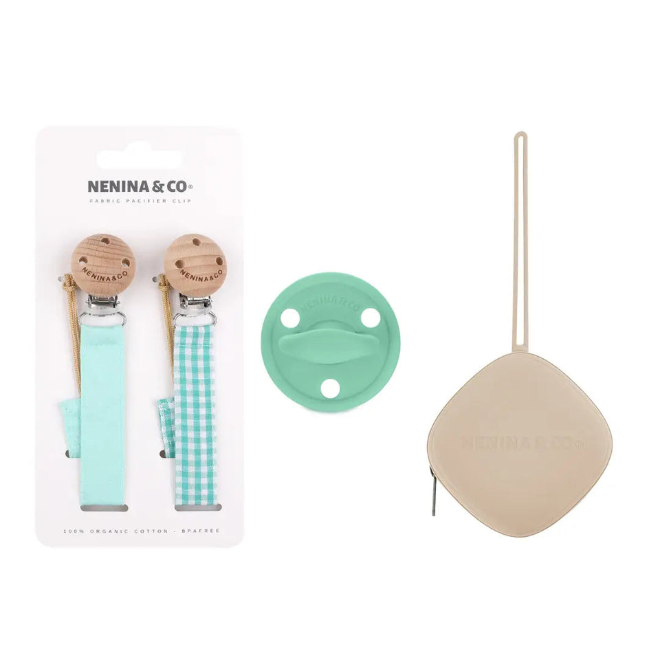 Kit 1 Chupete + 2 Chupeteros + 1 Guardachupete DIAMOND Nenina & Co Mint