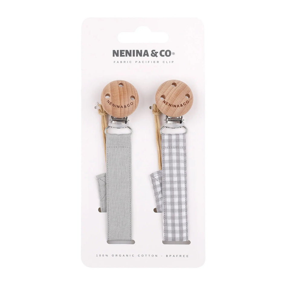 Kit 1 Guardachupete + 2 Chupeteros + 1 Chupetes Mint y Gris DIAMOND Nenina & Co