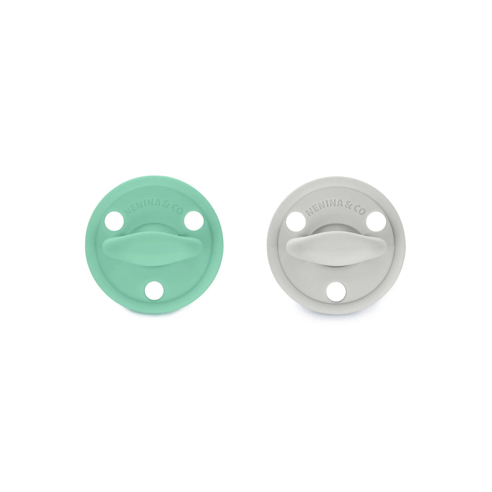 Kit 1 Guardachupete + 2 Chupeteros + 1 Chupetes Mint y Gris DIAMOND Nenina & Co