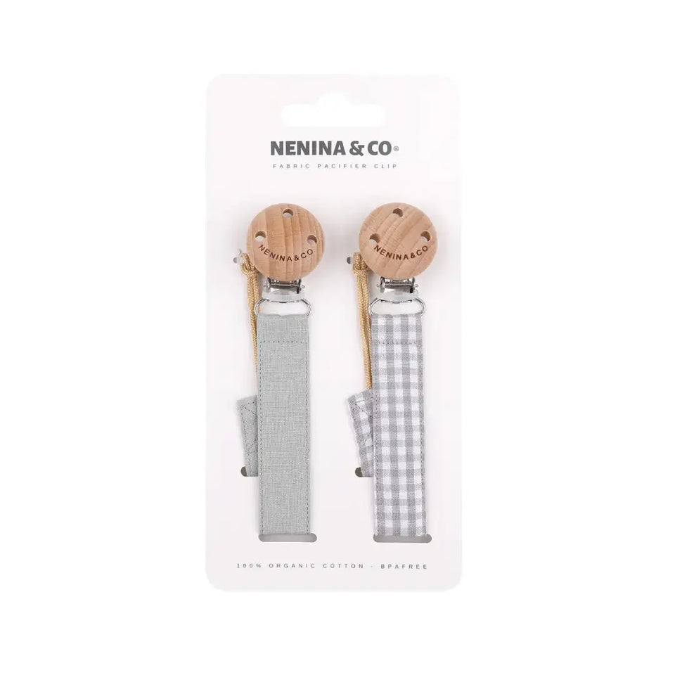 Kit 1 Guardachupete + 2 Chupeteros + 2 Chupetes Gris y Mint  DIAMOND Nenina & Co