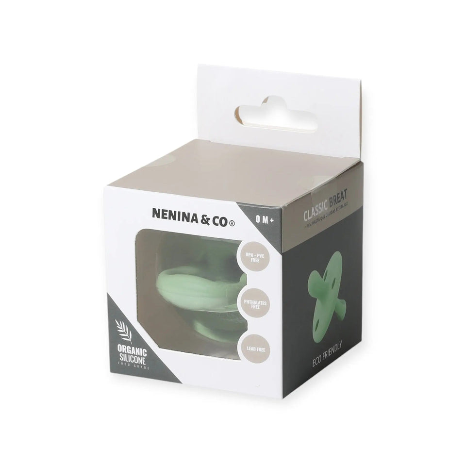 Kit 2 Chupetes Clásicos para Bebé Oliva y Mint | Silicona Orgánica Nenina & Co