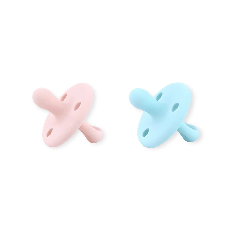 Kit 2 Chupetes Clásicos para Bebé Rosa Pálido y Celeste | Silicona Orgánica Nenina & Co