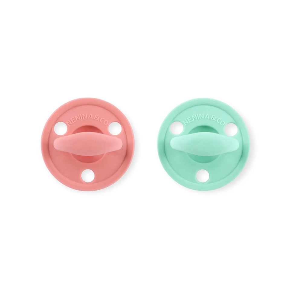 Kit 2 Chupetes Clásicos para Bebé Rosa y Mint | Silicona Orgánica Nenina & Co