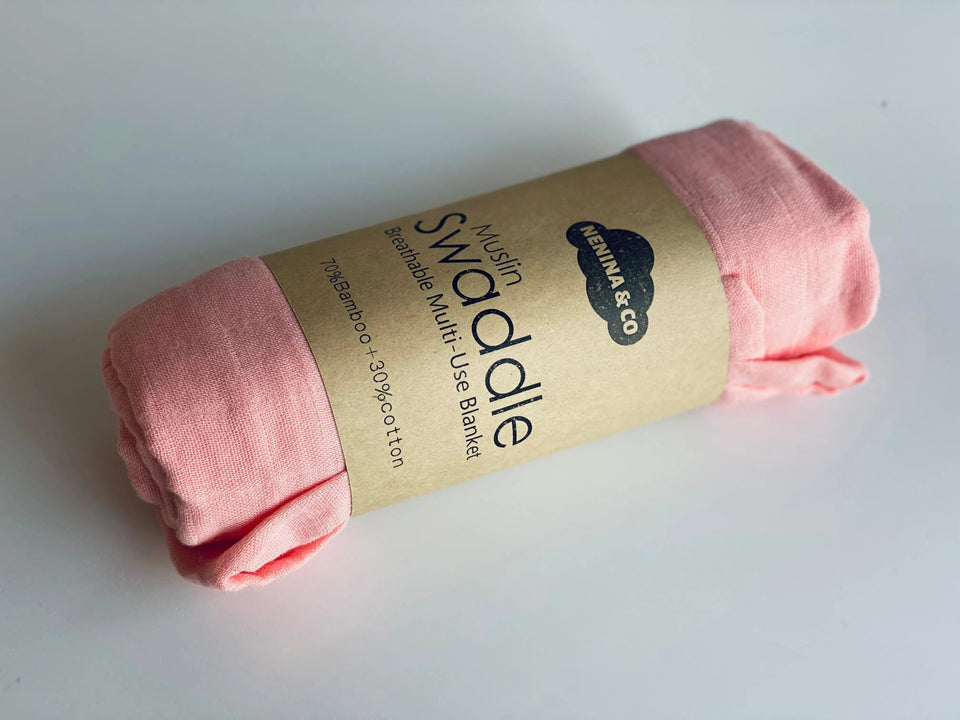 Muselina Rosa Salmon 70% Bamboo +30 % Algodón Nenina & Co