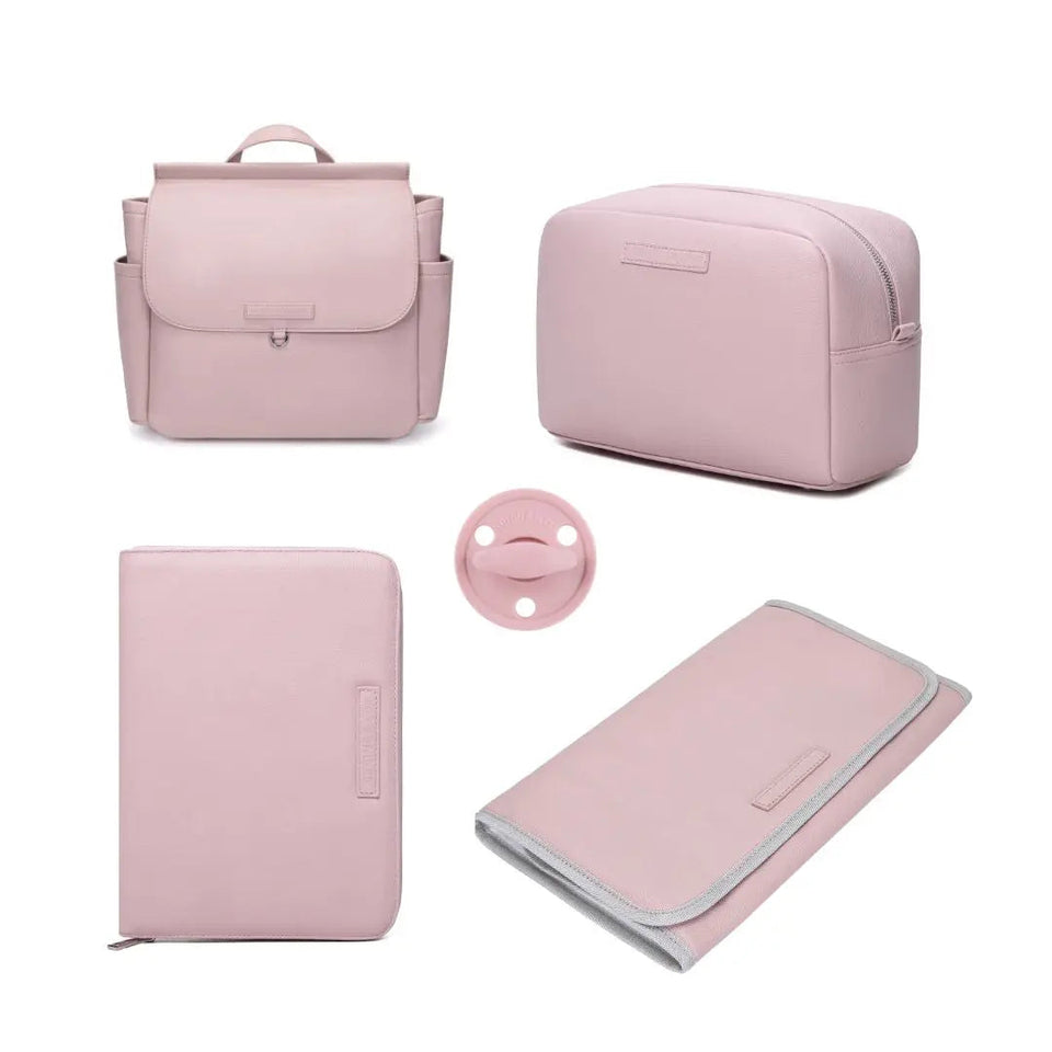 Pack Nacimiento Bolso + Cambiador +Portadocumentos + Neceser + Chupete Diamond Eco piel MIREM By Nenina & Co