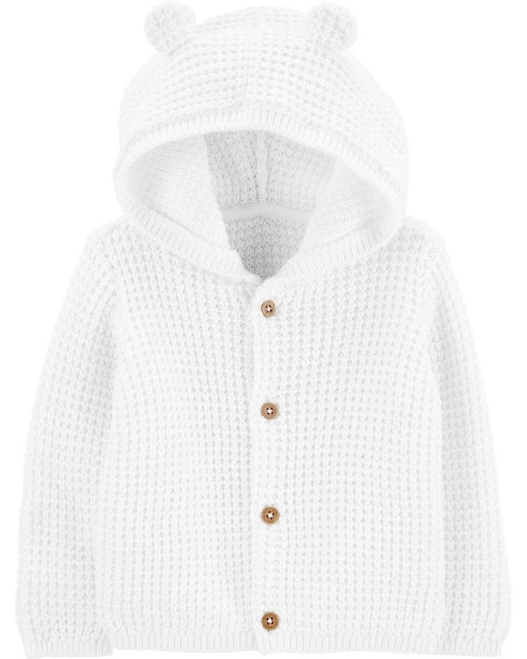Chaqueta de punto con capucha, diseño oso