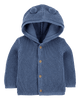 Chaqueta punto canalé capucha diseño oso