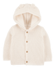 Chaqueta punto canalé capucha diseño oso