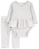 Conjunto dos piezas de algodón térmico, pantalón y body diseño corazones