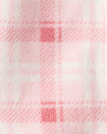 Conjunto de tres piezas con cárdigan rosa de cuadros, body y pantalón