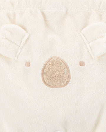 Conjunto tres piezas de chaqueta, pantalón y body corto, diseño koala