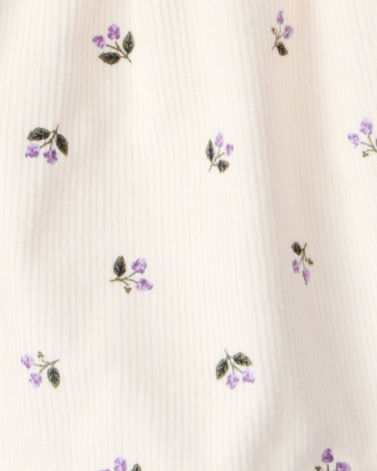 Conjunto 3 piezas con vestido jumper floral de pana