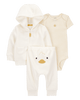 Conjunto tres piezas algodón chaqueta y pantalón terry más body diseño pato