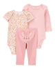 Conjunto tres piezas algodón pantalón y dos bodies diseño ratoncita