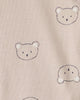 Conjunto tres piezas bodies manga larga y pantalón con oso marrón y blanco